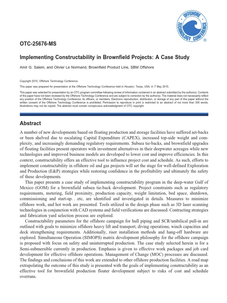 Implementing Constructability in Brownfield Projects A Case Study