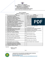 Department of Education: List of Completers Kinder St. Bridget (S.Y. 20-21)