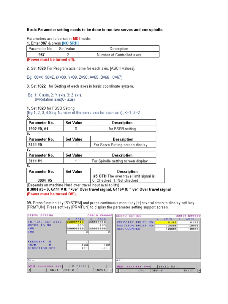Fanuc Parameter Settings for CNC Spindles | PDF | Gear | Cartesian ...