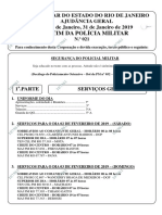 Boletim da PM informa serviços e escalas