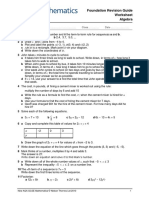 Foundation Revision Guide Worksheet Algebra: Name Class Date