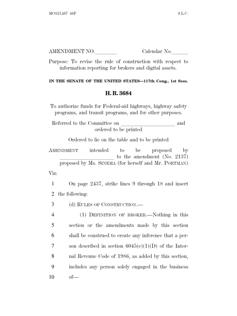 Senate Amendment on Broker Rules | PDF | Computers