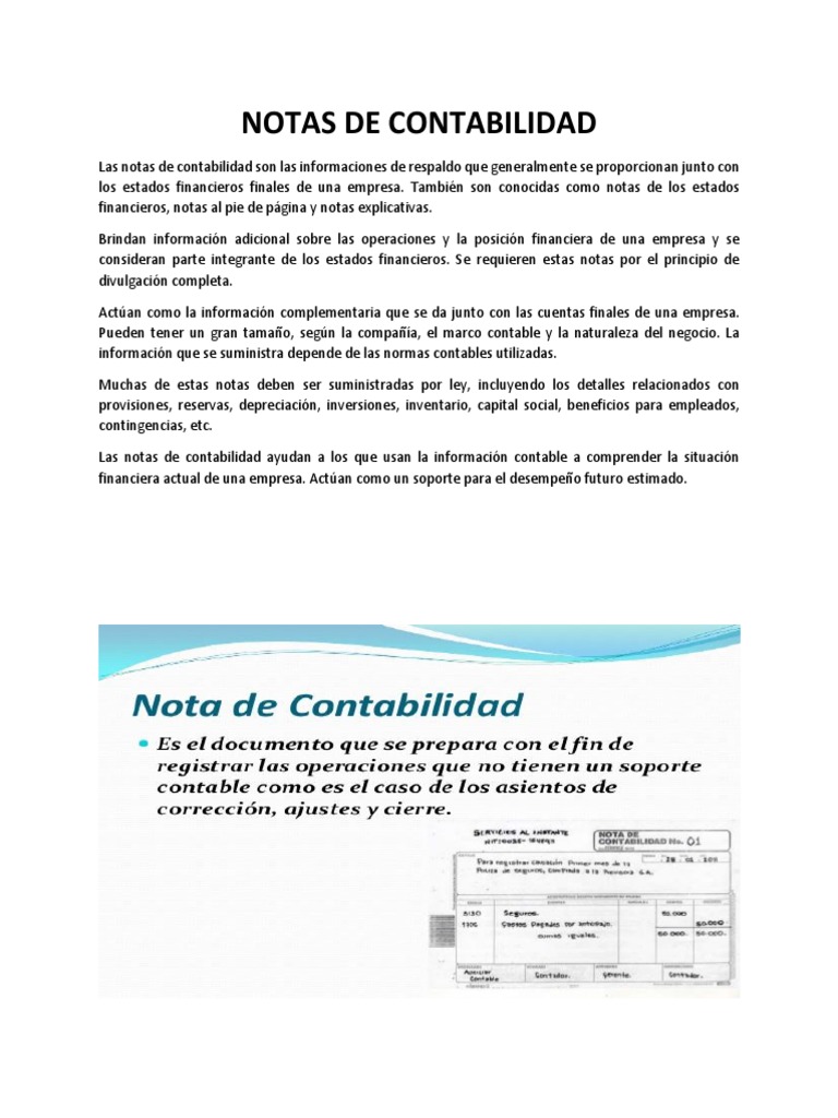 Notas de Contabilidad | PDF | Contabilidad | Estado financiero