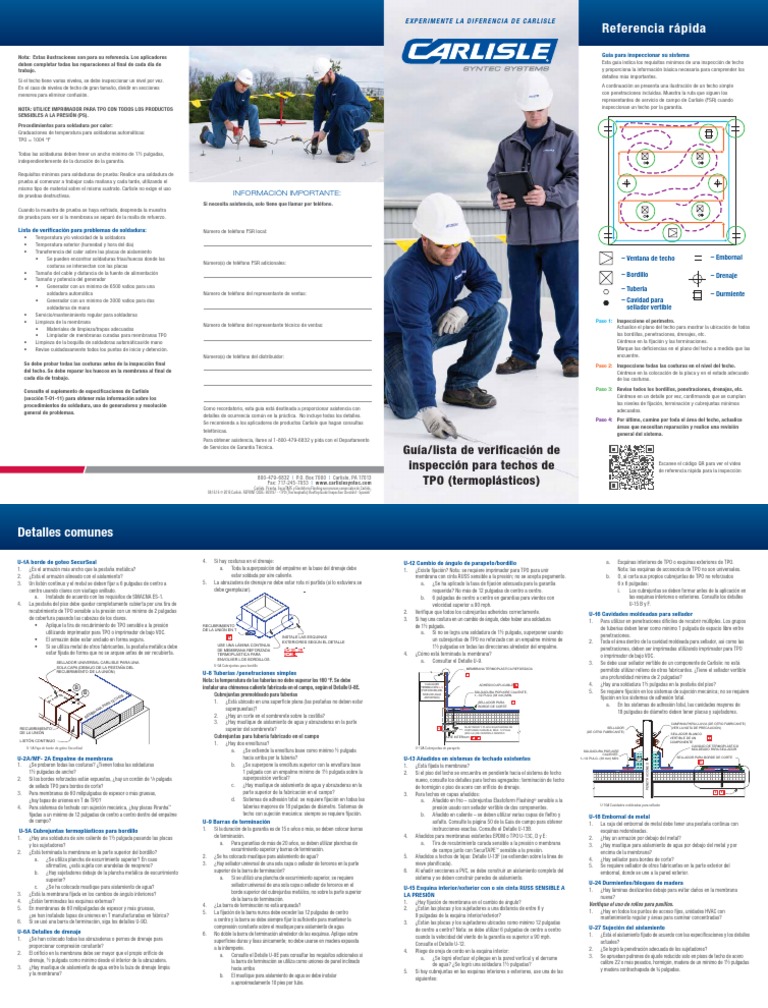 Sure Weld Tpo Rooftop Guideâ Inspection Checklist Pdf Soldadura