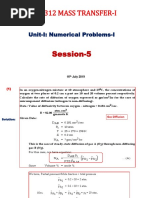 Ch312 Mass Transfer-I: Unit-I: Numerical Problems-I