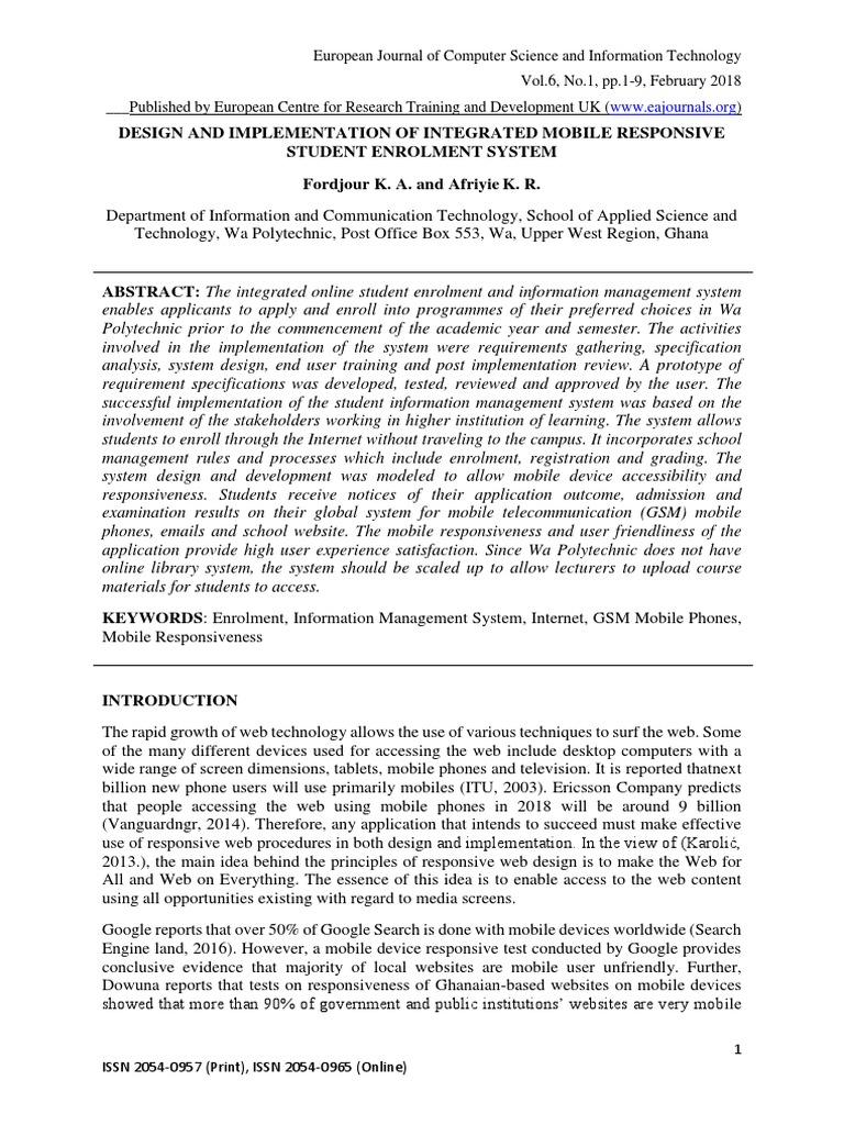 Design and Implementation of Integrated Mobile Responsive Student ...