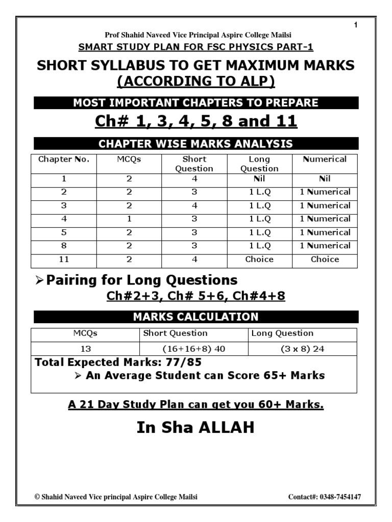 Part-1 Smart Study Plan Syllabus - Final | PDF | Rotation Around A ...