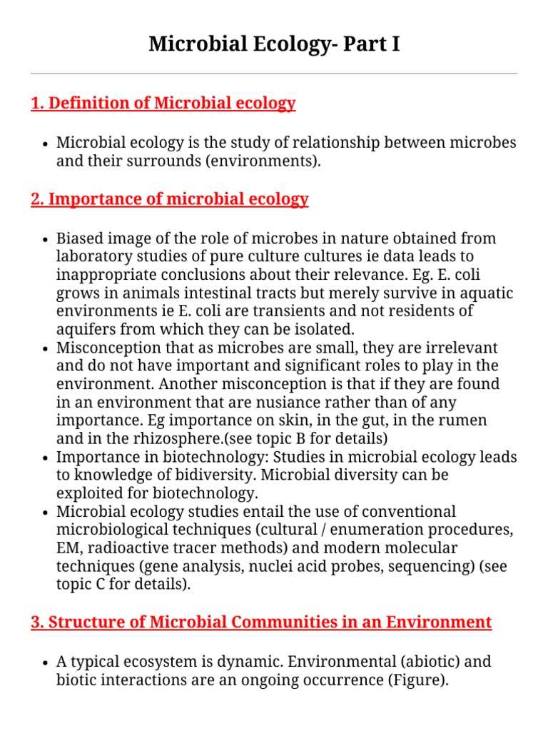 Microbial Ecology - Part I | PDF | Microorganism | Ecology