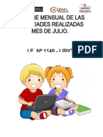 Informe de Las Actividades Del Mes de Julio y Parte Mensual de La I.E #1146 - Lirio