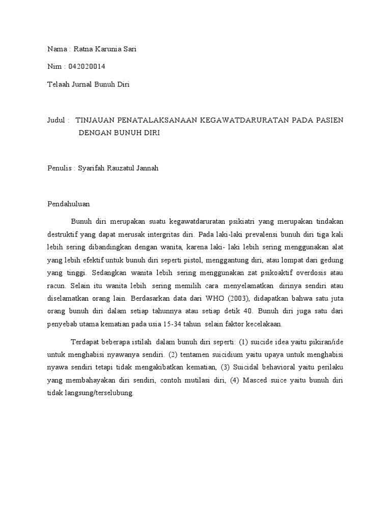 Telah Jurnal Bunuh Diri | PDF