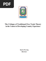 The Critique of Traditional Free Trade Theory in The Context of Developing Country Experience