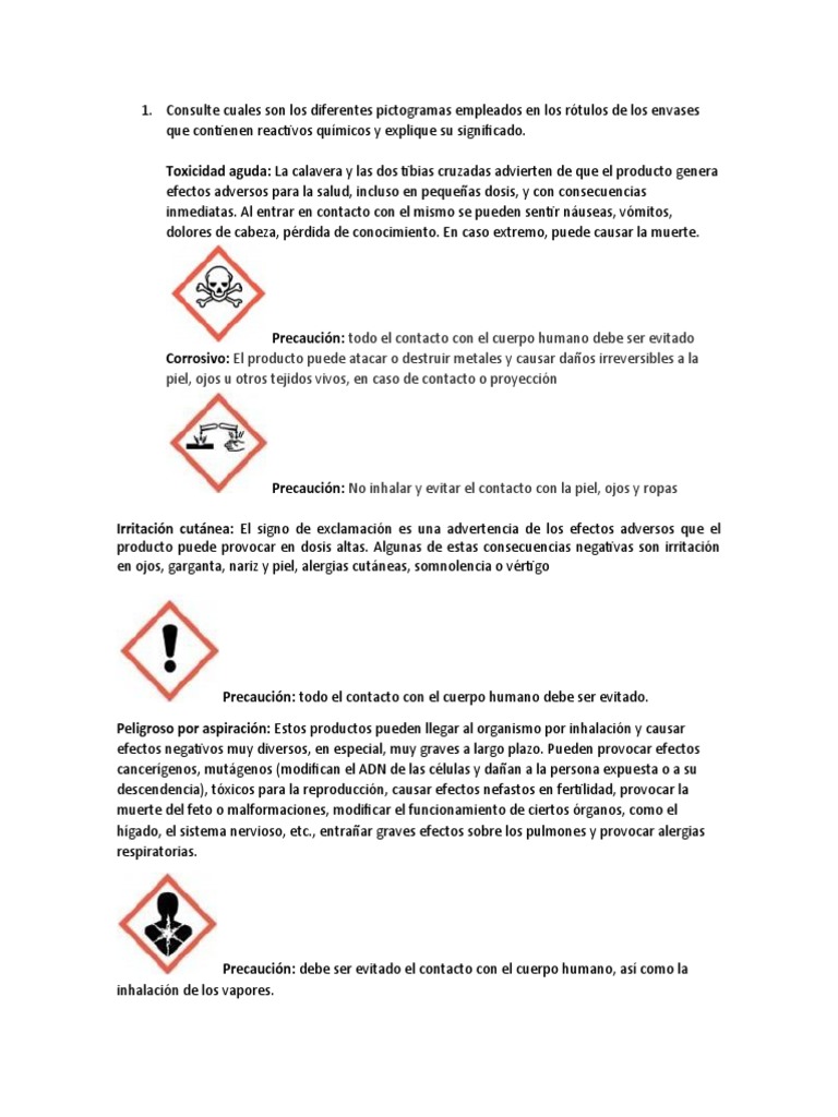 Consulte cuales son los diferentes pictogramas empleados en los rótulos ...