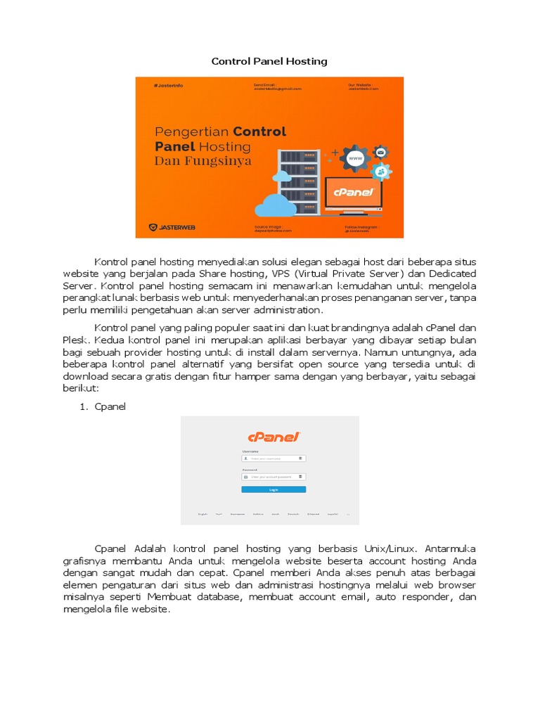 Pengantar Control Panel Hosting | PDF | Pengelolaan Keuangan & Uang ...