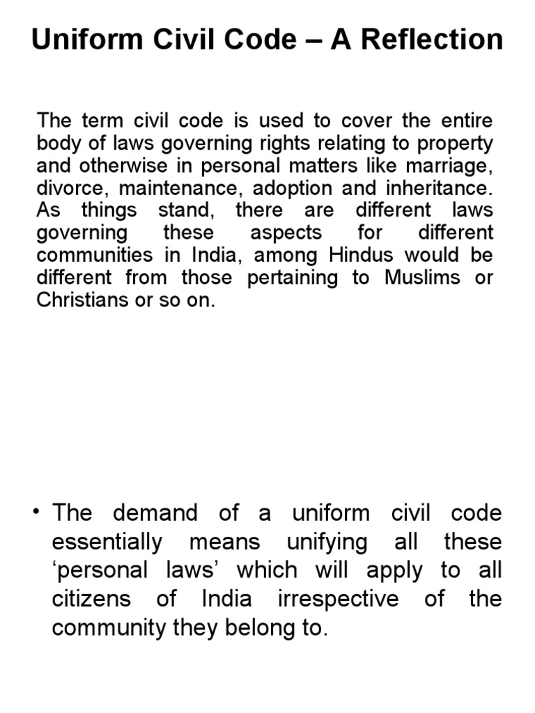 Uniform Civil Code Powerpoint Presentation PDF Divorce Sharia
