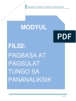 Modyul Fil02 Pagbasa at Pagsulat Tungo Sa Pananaliksik PDF Free