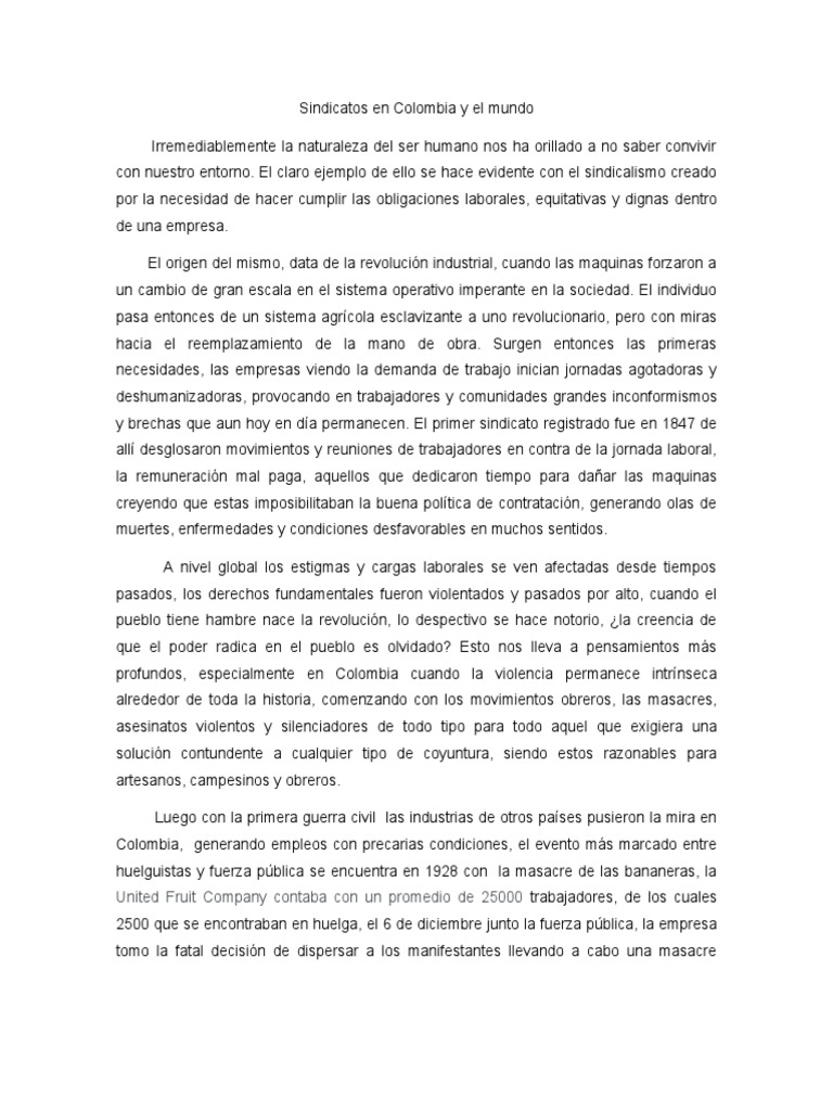 Sindicatos en Colombia | PDF | Sindicato | Economias