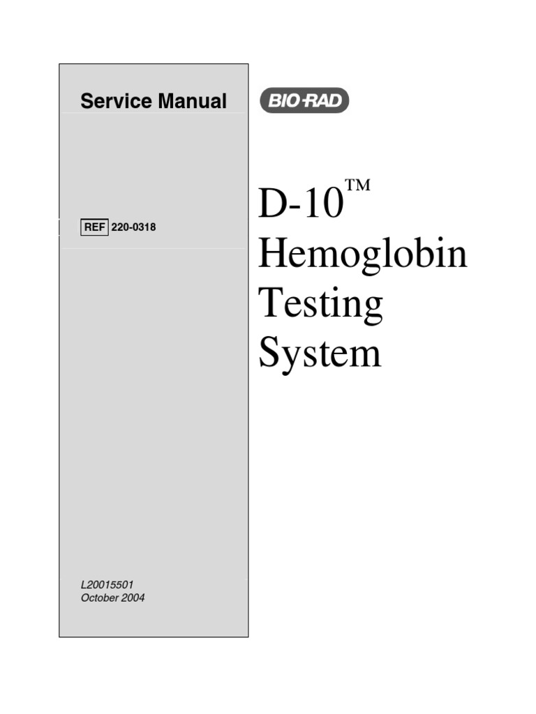D10 Hemoglobin Service Manual | PDF | Chromatography | High Performance  Liquid Chromatography