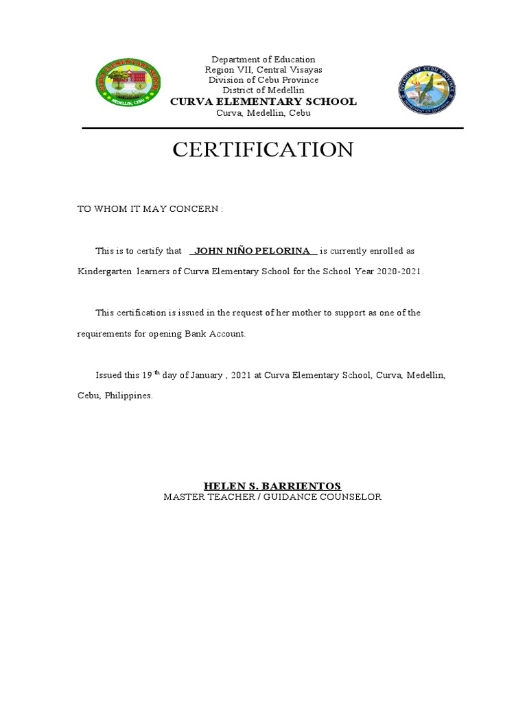 Certification of Transfer PDF Students Social Institutions