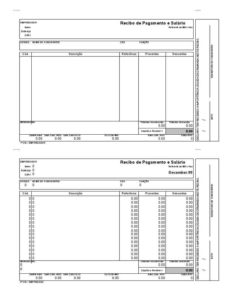 Recibo De Pagamento De Salário