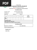 Arid Agriculture University, Rawalpindi: Final Exam / Fall 2020 (Paper Duration 24 Hours) To Be Filled by Teacher