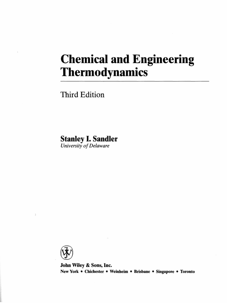 Chemical and Engineering Thermodynamics | PDF | Chemical Equilibrium ...