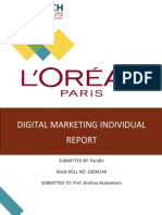 Digital Marketing Individual: SUBMITTED BY: Paridhi Malik ROLL NO: 20DM149 SUBMITTED TO: Prof. Krishna Akalamkam