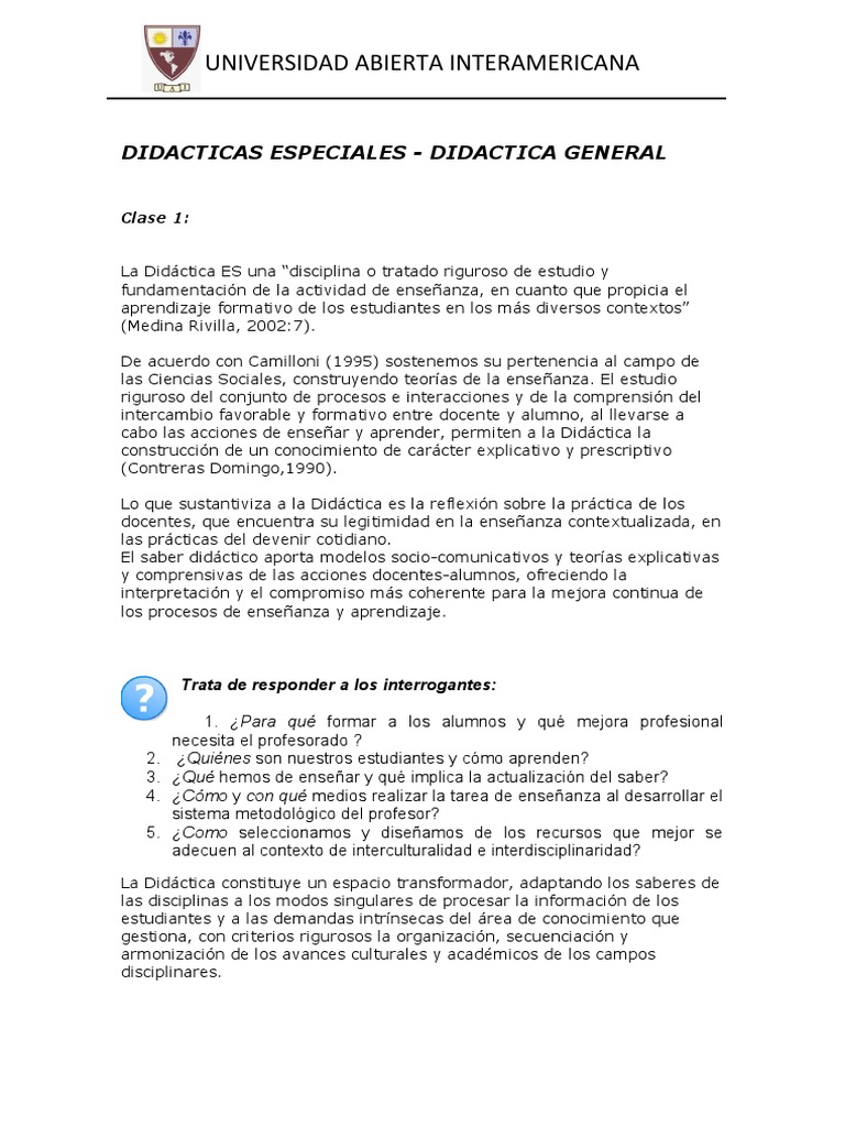 Didactica Especial y General - Clase 2 | PDF | Plan de estudios | Maestros