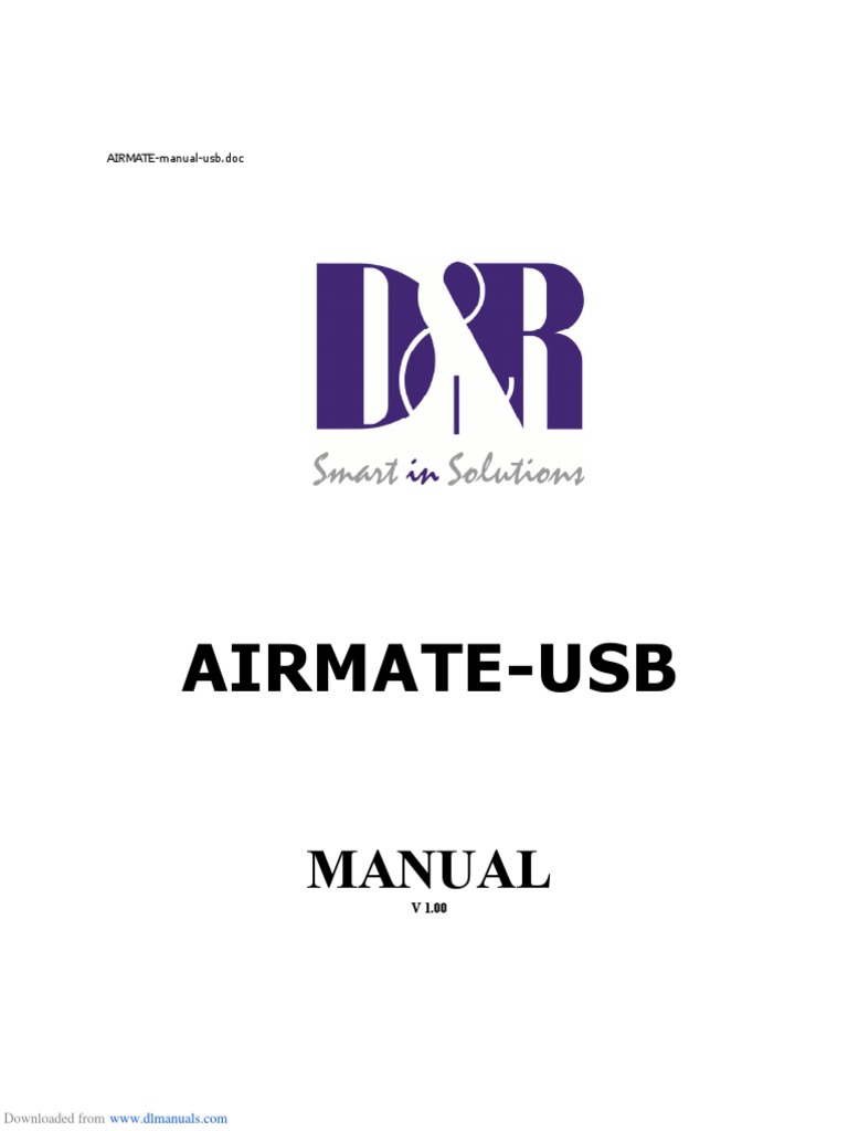 D&R AirmateUsb User Manual PDF Microphone Amplifier
