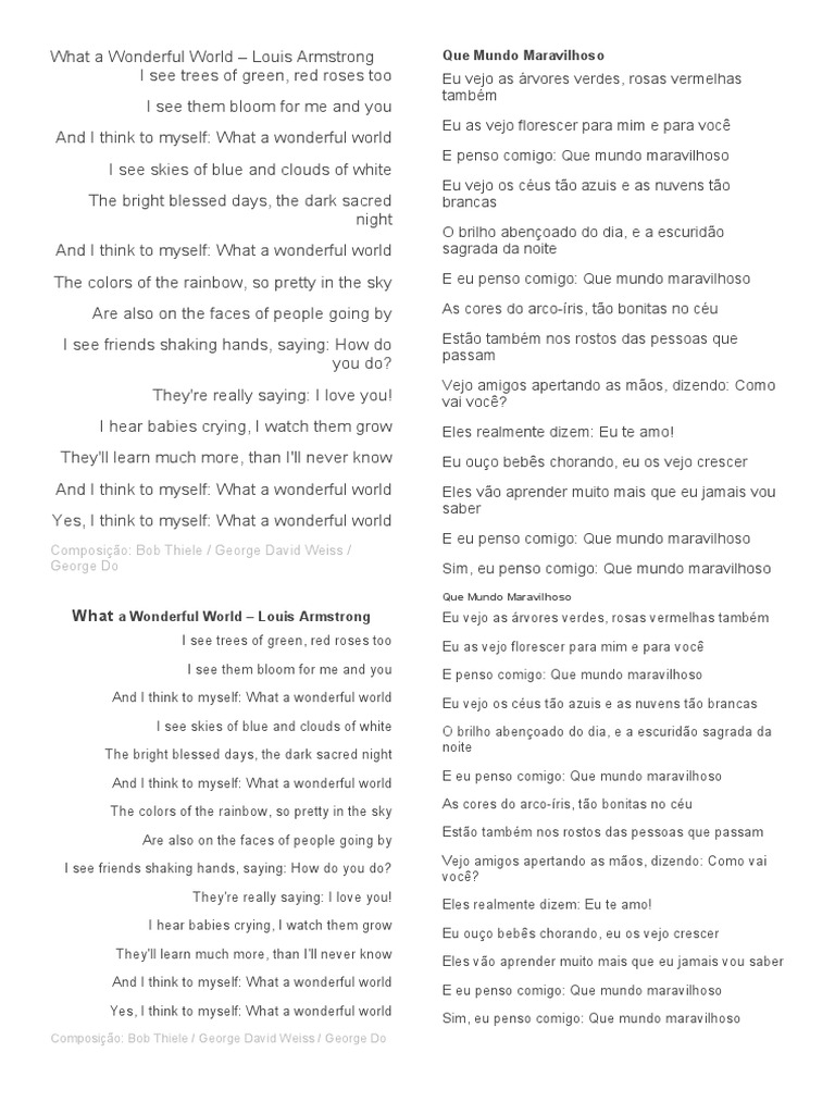 What A Wonderful World - Letra e Tradução | PDF