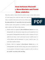 Comparison Between Maxwell-Boltzmann, Bose-Einstein and Fermi - Dirac Statistics