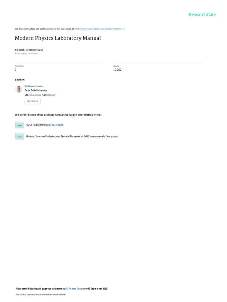 Modern Physics Lab Manual Guide | PDF | Interferometry | Diffraction