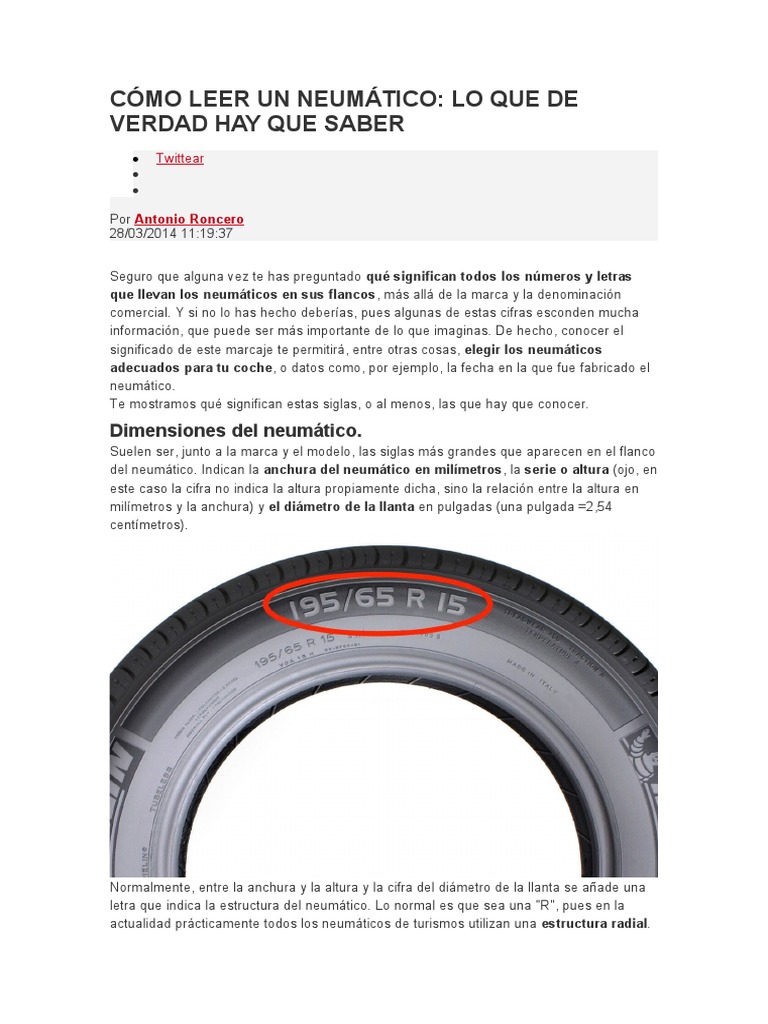 Cómo Leer Un Neumático | PDF | Neumático | Vehículos