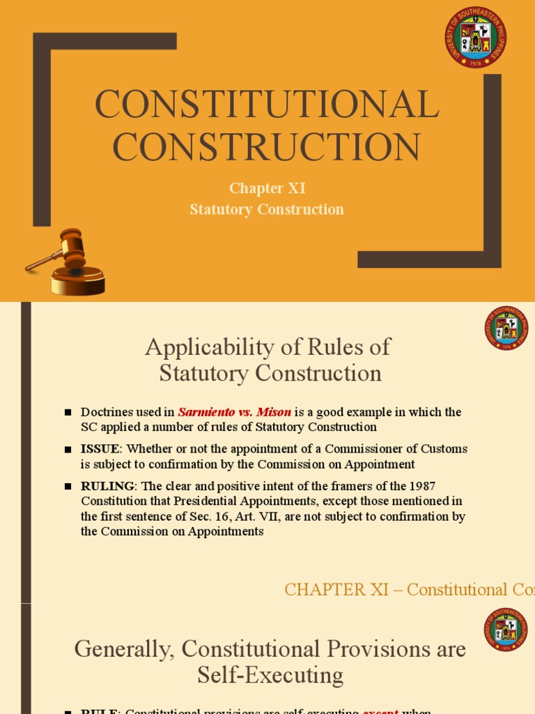 Chapter XI Constitutional Construction PDF Statutory