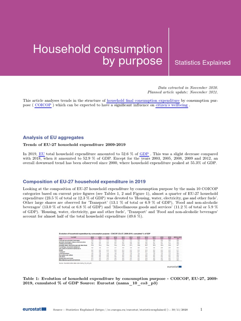 Household Consumption by Purpose | PDF | National Accounts ...