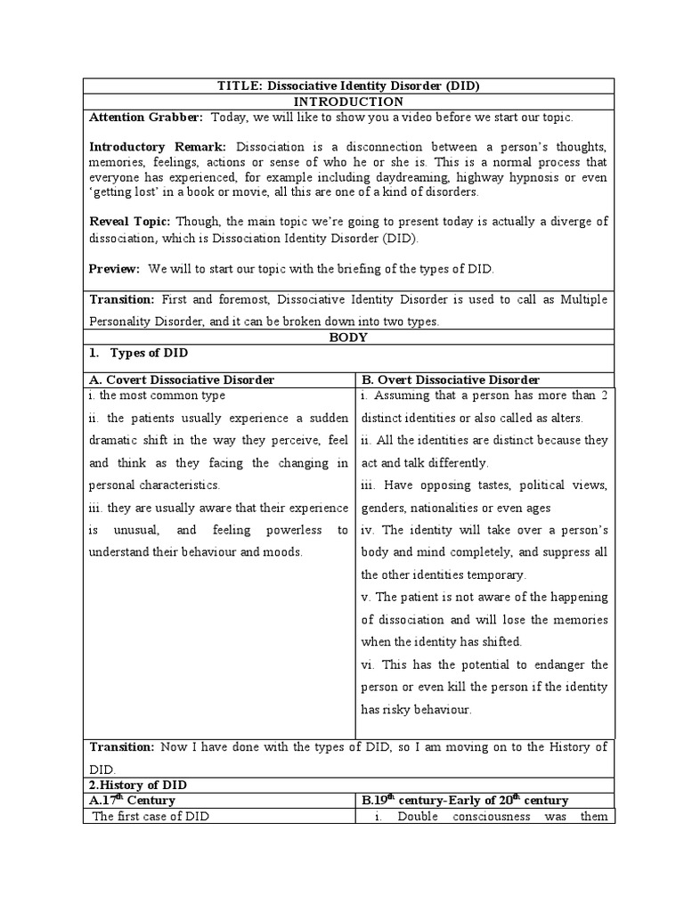 Understanding Dissociative Identity Disorder | PDF | Psychotherapy ...