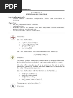 Grade 11 - General Mathematics: Operations On Functions