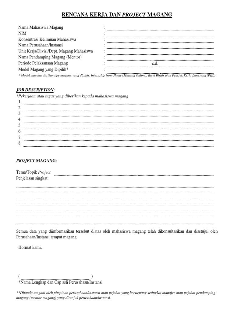 Rencana Kegiatan Magang Mahasiswa | PDF