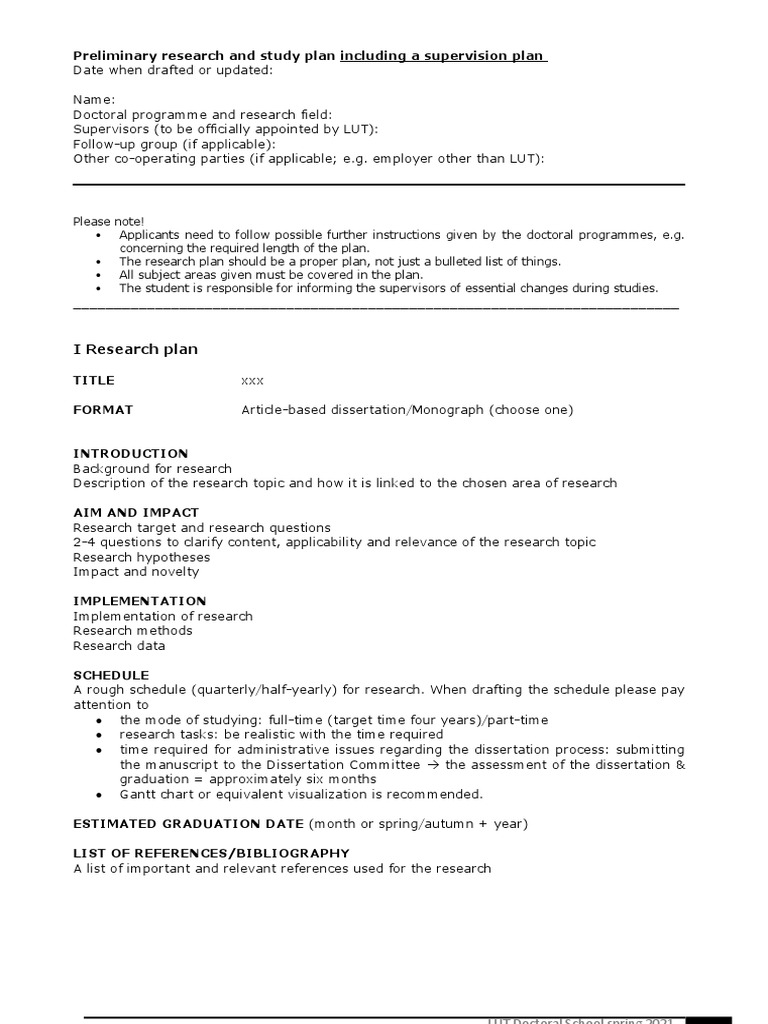 Doctoral Preliminary Research Plan | PDF | Thesis | Doctor Of Philosophy