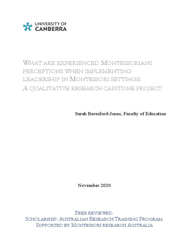 BeresfordJones 2020 Montessori Alumni Leadership Study University of