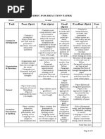 Rubric For Reaction Paper