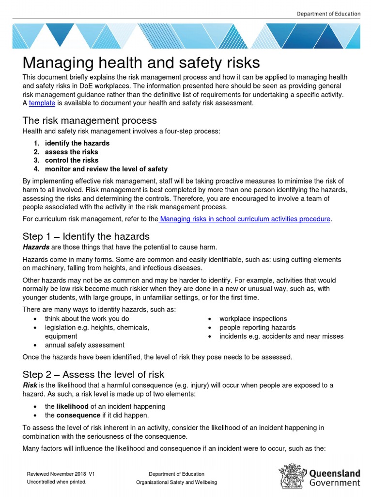 Health and Safety Risk Management Guide | PDF | Risk | Risk Management