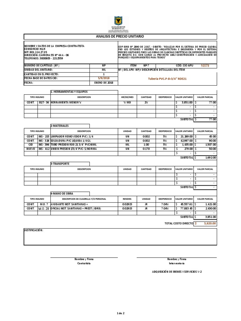 Formato Apu | PDF | Ingeniería mecánica