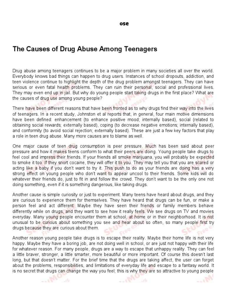 Causes of Teen Drug Abuse | PDF | Adolescence | Substance Abuse