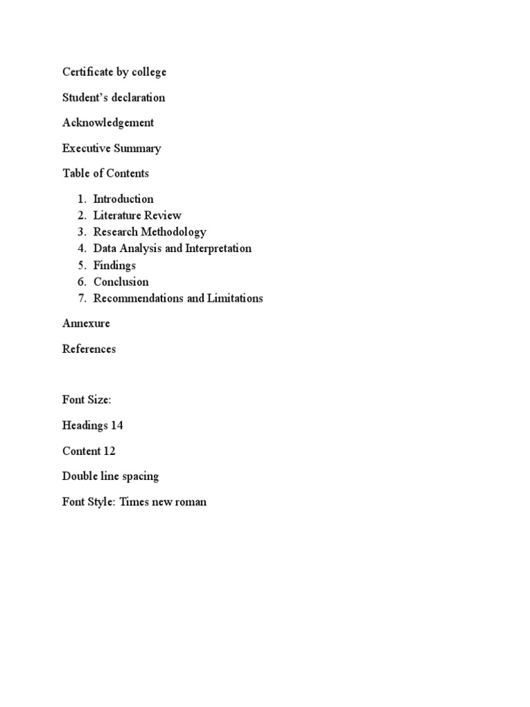BBA Project Report Format | PDF | Art | Business