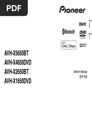 Pioneer Avh X2650bt Owners Manual Pdf I Pod Smartphone