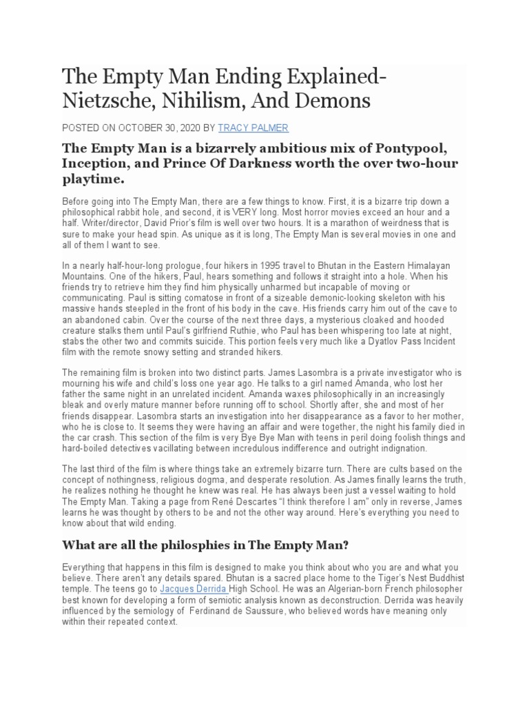 The Empty Man Ending Explained-Nietzsche, Nihilism, and Demons | PDF ...