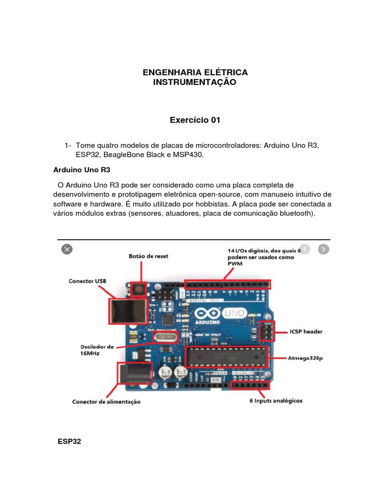 Exercicio1 Instrumentacao | PDF | Arduino | Arquitetura de computadores