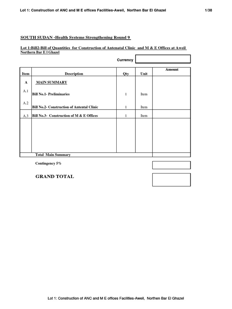 ANC and M&E Offices Construction Bill | PDF | Electrical Wiring | Plumbing