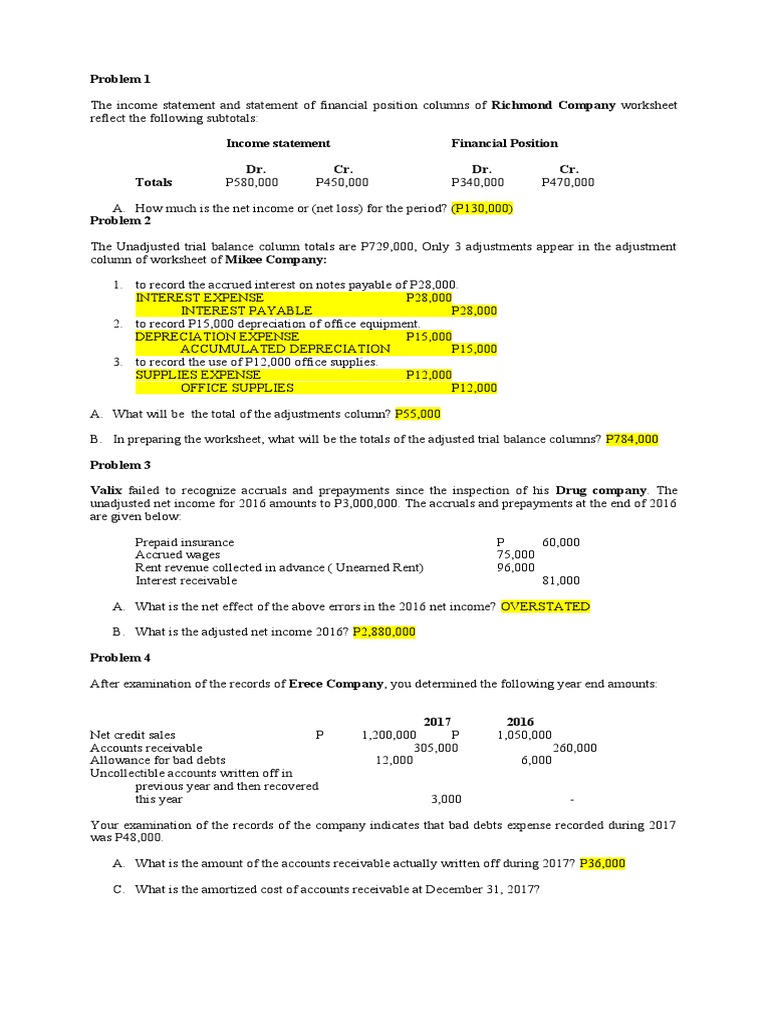 Financial Adjustments and Income Analysis | PDF | Debits And Credits ...