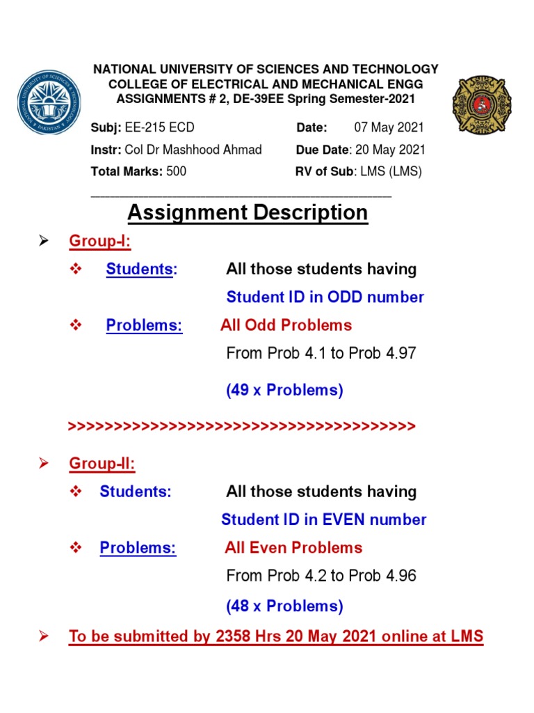 EE-215 ECD Assignment Guidelines 2021 | PDF